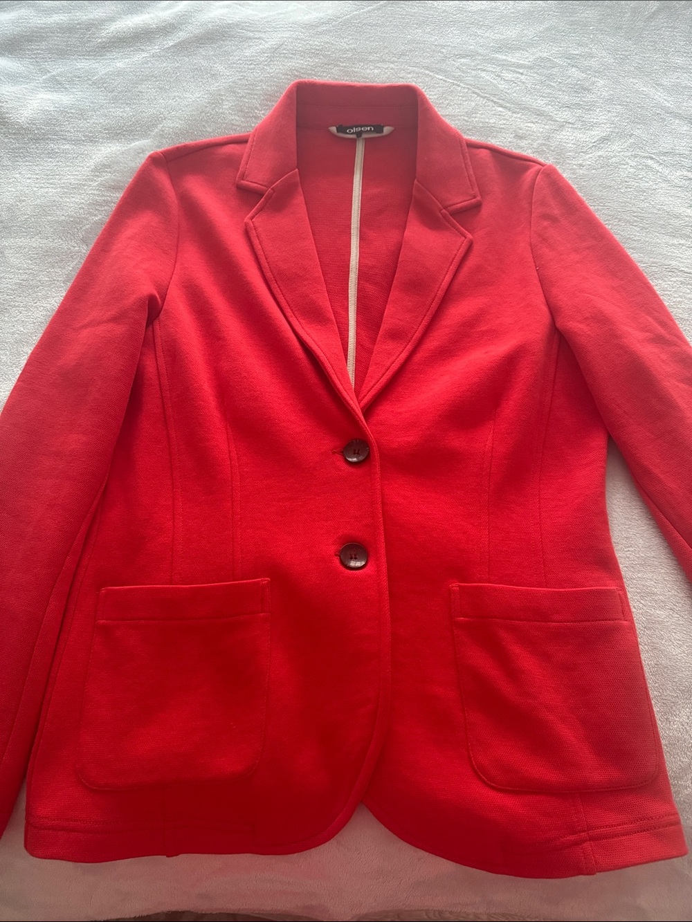 Red Single-Breasted Knit Blazer by Olsen Europe